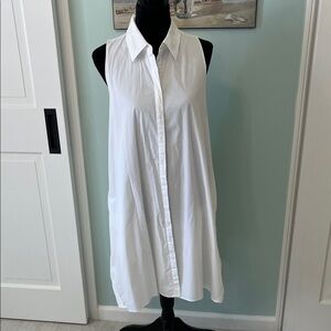 Alfani White Sleeveless Button Down Shirt Dress cool & chic